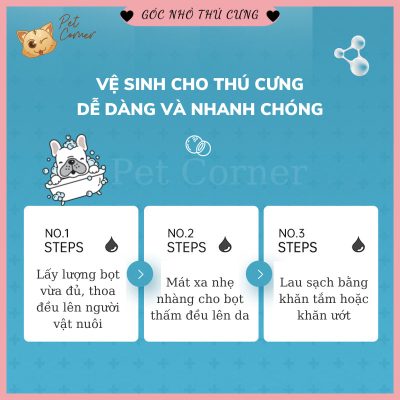Sữa tắm khô cho mèo và cún Borammy dạng bọt giúp khử mùi, diệt khuẩn và dưỡng lông (400ml) 23 Cách dùng sữa tắm khô cho mèo và cún